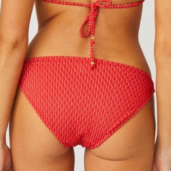 Shoshanna Metallic Print Chain Swim Bikini Bottom Women's Size M Red - Picture 3 of 3